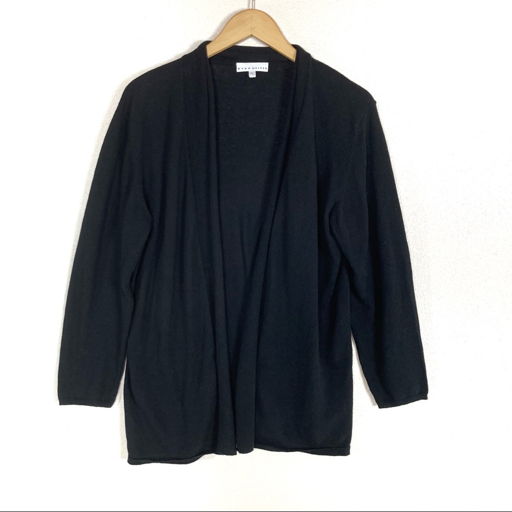Bryn Walker Cashmere Cotton Black Draped Open Cardigan Women’s Sz Large‎